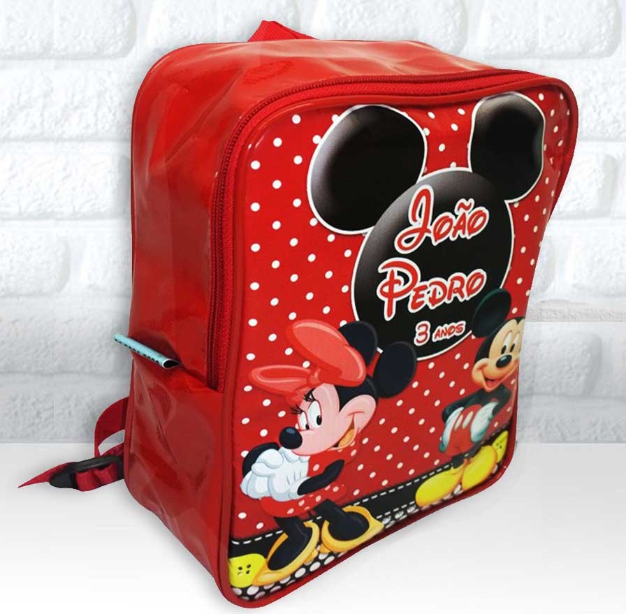 Mochila G  Personalizada Tema Mickey e Minnie