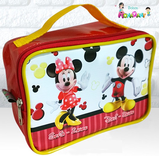  Maletinha Retangular Tema Mickey e Minnie