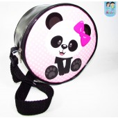 Bolsinha redonda tema panda com alça tira colo